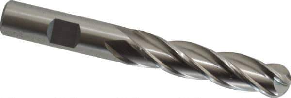 Cleveland - 1/2" Diam, 2" LOC, 4 Flute High Speed Steel Ball End Mill - Uncoated, Single End, 4" OAL, 1/2" Shank Diam, Spiral Flute - USA Tool & Supply