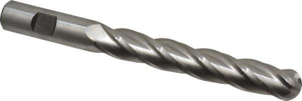 Cleveland - 5/8" Diam, 2-1/2" LOC, 4 Flute High Speed Steel Ball End Mill - Uncoated, Single End, 4-5/8" OAL, 5/8" Shank Diam, Spiral Flute - USA Tool & Supply