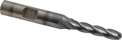Cleveland - 1/4" Diam, 1-1/4" LOC, 4 Flute High Speed Steel Ball End Mill - TiCN Finish, Single End, 3-1/16" OAL, 3/8" Shank Diam, Spiral Flute - USA Tool & Supply