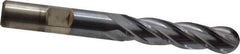 Cleveland - 3/8" Diam, 3/4" LOC, 4 Flute High Speed Steel Ball End Mill - TiCN Finish, Single End, 2-1/2" OAL, 3/8" Shank Diam, Spiral Flute - USA Tool & Supply