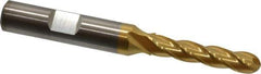 Cleveland - 1/4" Diam, 1-1/4" LOC, 4 Flute High Speed Steel Ball End Mill - TiN Finish, Single End, 3-1/16" OAL, 3/8" Shank Diam, Spiral Flute - USA Tool & Supply
