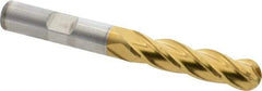 Cleveland - 3/8" Diam, 1-1/2" LOC, 4 Flute High Speed Steel Ball End Mill - TiN Finish, Single End, 3-1/4" OAL, 3/8" Shank Diam, Spiral Flute - USA Tool & Supply
