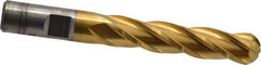 Cleveland - 1/2" Diam, 2" LOC, 4 Flute High Speed Steel Ball End Mill - TiN Finish, Single End, 4" OAL, 1/2" Shank Diam, Spiral Flute - USA Tool & Supply