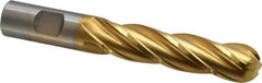 Cleveland - 3/4" Diam, 3" LOC, 4 Flute High Speed Steel Ball End Mill - TiN Finish, Single End, 5-1/4" OAL, 3/4" Shank Diam, Spiral Flute - USA Tool & Supply