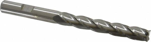 Cleveland - 3/8", 2-1/2" LOC, 3/8" Shank Diam, 4-1/4" OAL, 4 Flute, High Speed Steel Square End Mill - Single End, Uncoated, Spiral Flute, 30° Helix, Centercutting, Right Hand Cut, Right Hand Flute, Series HG-4C - USA Tool & Supply