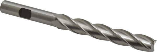 Cleveland - 7/16", 2-3/4" LOC, 3/8" Shank Diam, 4-1/2" OAL, 4 Flute, High Speed Steel Square End Mill - Single End, Uncoated, Spiral Flute, 30° Helix, Centercutting, Right Hand Cut, Right Hand Flute, Series HG-4C - USA Tool & Supply