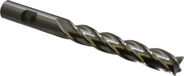 Cleveland - 1/2", 50.8mm LOC, 1/2" Shank Diam, 5" OAL, 4 Flute, High Speed Steel Square End Mill - Single End, Uncoated, Spiral Flute, 30° Helix, Centercutting, Right Hand Cut, Right Hand Flute, Series HG-4C - USA Tool & Supply