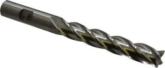 Cleveland - 1/2", 50.8mm LOC, 1/2" Shank Diam, 5" OAL, 4 Flute, High Speed Steel Square End Mill - Single End, Uncoated, Spiral Flute, 30° Helix, Centercutting, Right Hand Cut, Right Hand Flute, Series HG-4C - USA Tool & Supply