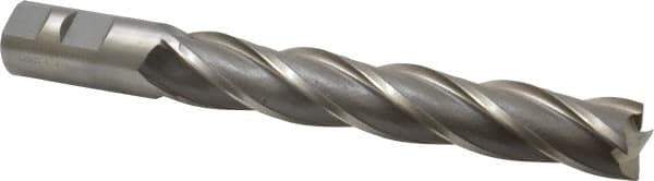 Cleveland - 1", 6" LOC, 1" Shank Diam, 8-1/2" OAL, 4 Flute, High Speed Steel Square End Mill - Single End, Uncoated, Spiral Flute, 30° Helix, Centercutting, Right Hand Cut, Right Hand Flute, Series HG-4C - USA Tool & Supply