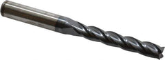 Cleveland - 5/16", 2" LOC, 3/8" Shank Diam, 3-1/4" OAL, 4 Flute, High Speed Steel Square End Mill - Single End, TiCN Finish, Spiral Flute, 30° Helix, Centercutting, Right Hand Cut, Right Hand Flute, Series HG-4C - USA Tool & Supply
