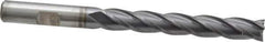 Cleveland - 3/8", 2-1/2" LOC, 3/8" Shank Diam, 4-1/4" OAL, 4 Flute, High Speed Steel Square End Mill - Single End, TiCN Finish, Spiral Flute, 30° Helix, Centercutting, Right Hand Cut, Right Hand Flute, Series HG-4C - USA Tool & Supply