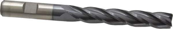 Cleveland - 1/2", 2" LOC, 1/2" Shank Diam, 5" OAL, 4 Flute, High Speed Steel Square End Mill - Single End, TiCN Finish, Spiral Flute, 30° Helix, Centercutting, Right Hand Cut, Right Hand Flute, Series HG-4C - USA Tool & Supply