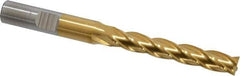 Cleveland - 5/16", 2" LOC, 3/8" Shank Diam, 3-1/4" OAL, 4 Flute, High Speed Steel Square End Mill - Single End, TiN Finish, Spiral Flute, 30° Helix, Centercutting, Right Hand Cut, Right Hand Flute, Series HG-4C - USA Tool & Supply