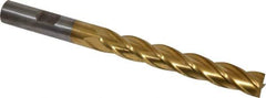 Cleveland - 3/8", 2-1/2" LOC, 3/8" Shank Diam, 4-1/4" OAL, 4 Flute, High Speed Steel Square End Mill - Single End, TiN Finish, Spiral Flute, 30° Helix, Centercutting, Right Hand Cut, Right Hand Flute, Series HG-4C - USA Tool & Supply