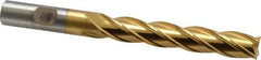 Cleveland - 1/2", 3" LOC, 1/2" Shank Diam, 5" OAL, 4 Flute, High Speed Steel Square End Mill - Single End, TiN Finish, Spiral Flute, 30° Helix, Centercutting, Right Hand Cut, Right Hand Flute, Series HG-4C - USA Tool & Supply