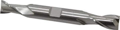 Cleveland - 1/2", 13/16" LOC, 1/2" Shank Diam, 4-1/8" OAL, 2 Flute, Cobalt Square End Mill - Double End, Uncoated, Spiral Flute, 30° Helix, Centercutting, Right Hand Cut, Right Hand Flute, Series HDC-2 - USA Tool & Supply