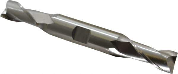 Cleveland - 9/16", 1-1/8" LOC, 5/8" Shank Diam, 5" OAL, 2 Flute, Cobalt Square End Mill - Double End, Uncoated, Spiral Flute, 30° Helix, Centercutting, Right Hand Cut, Right Hand Flute, Series HDC-2 - USA Tool & Supply