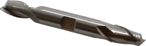 Cleveland - 15/32", 13/16" LOC, 1/2" Shank Diam, 4-1/8" OAL, 2 Flute, Cobalt Square End Mill - Double End, Uncoated, Spiral Flute, 30° Helix, Centercutting, Right Hand Cut, Right Hand Flute, Series HDC-2 - USA Tool & Supply