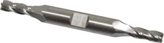 Cleveland - 15/64", 5/8" LOC, 3/8" Shank Diam, 3-3/8" OAL, 4 Flute, Cobalt Square End Mill - Double End, Uncoated, Spiral Flute, 30° Helix, Centercutting, Right Hand Cut, Right Hand Flute, Series HDC-4C - USA Tool & Supply