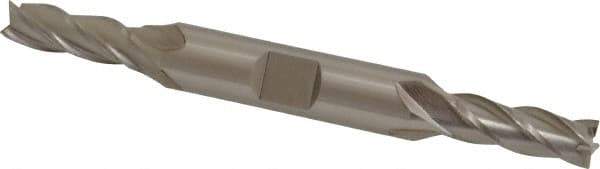 Cleveland - 17/64", 11/16" LOC, 3/8" Shank Diam, 3-3/8" OAL, 4 Flute, Cobalt Square End Mill - Double End, Uncoated, Spiral Flute, 30° Helix, Centercutting, Right Hand Cut, Right Hand Flute, Series HDC-4C - USA Tool & Supply
