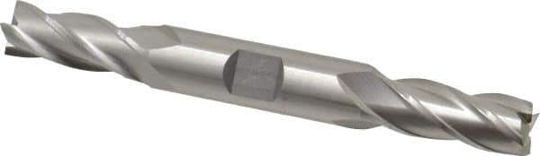 Cleveland - 7/16", 1" LOC, 1/2" Shank Diam, 4-1/2" OAL, 4 Flute, Cobalt Square End Mill - Double End, Uncoated, Spiral Flute, 30° Helix, Centercutting, Right Hand Cut, Right Hand Flute, Series HDC-4C - USA Tool & Supply