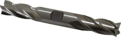 Cleveland - 5/8", 1-3/8" LOC, 5/8" Shank Diam, 5" OAL, 4 Flute, Cobalt Square End Mill - Double End, Uncoated, Spiral Flute, 30° Helix, Centercutting, Right Hand Cut, Right Hand Flute, Series HDC-4C - USA Tool & Supply