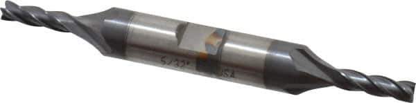 Cleveland - 5/32", 7/16" LOC, 3/8" Shank Diam, 3-1/8" OAL, 4 Flute, Cobalt Square End Mill - Double End, TiCN Finish, Spiral Flute, 30° Helix, Centercutting, Right Hand Cut, Right Hand Flute, Series HDC-4C - USA Tool & Supply