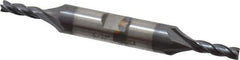 Cleveland - 5/32", 7/16" LOC, 3/8" Shank Diam, 3-1/8" OAL, 4 Flute, Cobalt Square End Mill - Double End, TiCN Finish, Spiral Flute, 30° Helix, Centercutting, Right Hand Cut, Right Hand Flute, Series HDC-4C - USA Tool & Supply
