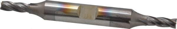 Cleveland - 3/16", 1/2" LOC, 3/8" Shank Diam, 3-1/4" OAL, 4 Flute, Cobalt Square End Mill - Double End, TiCN Finish, Spiral Flute, 30° Helix, Centercutting, Right Hand Cut, Right Hand Flute, Series HDC-4C - USA Tool & Supply