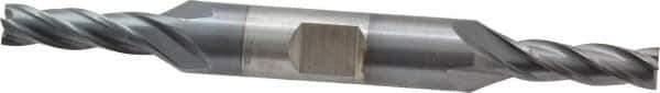 Cleveland - 7/32", 9/16" LOC, 3/8" Shank Diam, 3-1/4" OAL, 4 Flute, Cobalt Square End Mill - Double End, TiCN Finish, Spiral Flute, 30° Helix, Centercutting, Right Hand Cut, Right Hand Flute, Series HDC-4C - USA Tool & Supply