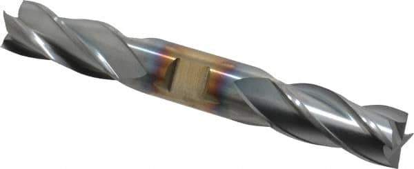 Cleveland - 3/4", 1-5/8" LOC, 3/4" Shank Diam, 5-5/8" OAL, 4 Flute, Cobalt Square End Mill - Double End, TiCN Finish, Spiral Flute, 30° Helix, Centercutting, Right Hand Cut, Right Hand Flute, Series HDC-4C - USA Tool & Supply