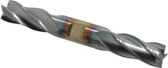 Cleveland - 3/4", 1-5/8" LOC, 3/4" Shank Diam, 5-5/8" OAL, 4 Flute, Cobalt Square End Mill - Double End, TiCN Finish, Spiral Flute, 30° Helix, Centercutting, Right Hand Cut, Right Hand Flute, Series HDC-4C - USA Tool & Supply