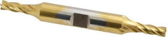 Cleveland - 3/16", 1/2" LOC, 3/8" Shank Diam, 3-1/4" OAL, 4 Flute, Cobalt Square End Mill - Double End, TiN Finish, Spiral Flute, 30° Helix, Centercutting, Right Hand Cut, Right Hand Flute, Series HDC-4C - USA Tool & Supply
