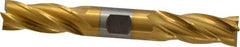 Cleveland - 3/4", 1-5/8" LOC, 3/4" Shank Diam, 5-5/8" OAL, 4 Flute, Cobalt Square End Mill - Double End, TiN Finish, Spiral Flute, 30° Helix, Centercutting, Right Hand Cut, Right Hand Flute, Series HDC-4C - USA Tool & Supply