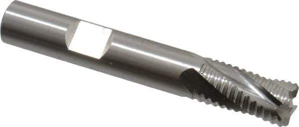 Cleveland - 3/8" Diam, Coarse Pitch, 3/4" LOC, 4 Flute Powdered Metal Roughing Square End Mill - Uncoated, 2-1/2" OAL, 3/8" Shank Diam, Single End, 30° Helix - USA Tool & Supply