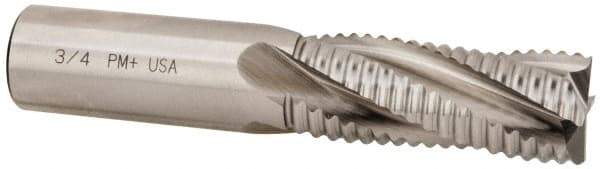 Cleveland - 3/4" Diam, Coarse Pitch, 1-5/8" LOC, 4 Flute Powdered Metal Roughing Square End Mill - Uncoated, 3-7/8" OAL, 3/4" Shank Diam, Single End, 30° Helix - USA Tool & Supply