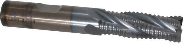 Cleveland - 1/2" Diam, Coarse Pitch, 1-1/4" LOC, 4 Flute Powdered Metal Roughing Square End Mill - TiCN Finish, 3-1/4" OAL, 1/2" Shank Diam, Single End, 30° Helix - USA Tool & Supply
