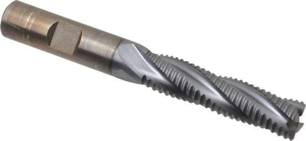 Cleveland - 1/2" Diam, Coarse Pitch, 2" LOC, 4 Flute Powdered Metal Roughing Square End Mill - TiCN Finish, 4" OAL, 1/2" Shank Diam, Single End, 30° Helix - USA Tool & Supply