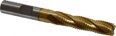 Cleveland - 3/8" Diam, Coarse Pitch, 1-1/2" LOC, 4 Flute Powdered Metal Roughing Square End Mill - TiN Finish, 3-1/4" OAL, 3/8" Shank Diam, Single End, 30° Helix - USA Tool & Supply