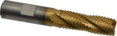 Cleveland - 5/8" Diam, Coarse Pitch, 1-5/8" LOC, 4 Flute Powdered Metal Roughing Square End Mill - TiN Finish, 3-3/4" OAL, 5/8" Shank Diam, Single End, 30° Helix - USA Tool & Supply