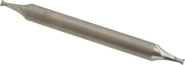 Cleveland - 1/16", 3/32" LOC, 3/16" Shank Diam, 2" OAL, 2 Flute, Cobalt Square End Mill - Double End, Uncoated, Spiral Flute, 30° Helix, Centercutting, Right Hand Cut, Right Hand Flute, Series HMDC-2 - USA Tool & Supply