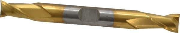 Cleveland - 3/8", 9/16" LOC, 3/8" Shank Diam, 3-1/2" OAL, 2 Flute, Cobalt Square End Mill - Double End, TiN Finish, Spiral Flute, 30° Helix, Centercutting, Right Hand Cut, Right Hand Flute, Series HDC-2 - USA Tool & Supply