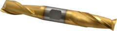 Cleveland - 5/8", 1-1/8" LOC, 5/8" Shank Diam, 5" OAL, 2 Flute, Cobalt Square End Mill - Double End, TiN Finish, Spiral Flute, 30° Helix, Centercutting, Right Hand Cut, Right Hand Flute, Series HDC-2 - USA Tool & Supply