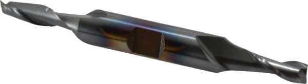 Cleveland - 7/32", 1/2" LOC, 3/8" Shank Diam, 3-1/4" OAL, 2 Flute, Cobalt Square End Mill - Double End, TiCN Finish, Spiral Flute, 30° Helix, Centercutting, Right Hand Cut, Right Hand Flute, Series HDC-2 - USA Tool & Supply