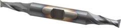 Cleveland - 1/4", 1/2" LOC, 3/8" Shank Diam, 3-3/8" OAL, 2 Flute, Cobalt Square End Mill - Double End, TiCN Finish, Spiral Flute, 30° Helix, Centercutting, Right Hand Cut, Right Hand Flute, Series HDC-2 - USA Tool & Supply