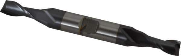 Cleveland - 9/32", 9/16" LOC, 3/8" Shank Diam, 3-3/8" OAL, 2 Flute, Cobalt Square End Mill - Double End, TiCN Finish, Spiral Flute, 30° Helix, Centercutting, Right Hand Cut, Right Hand Flute, Series HDC-2 - USA Tool & Supply