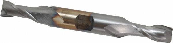 Cleveland - 13/32", 13/16" LOC, 1/2" Shank Diam, 4-1/8" OAL, 2 Flute, Cobalt Square End Mill - Double End, TiCN Finish, Spiral Flute, 30° Helix, Centercutting, Right Hand Cut, Right Hand Flute, Series HDC-2 - USA Tool & Supply