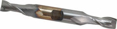 Cleveland - 13/32", 13/16" LOC, 1/2" Shank Diam, 4-1/8" OAL, 2 Flute, Cobalt Square End Mill - Double End, TiCN Finish, Spiral Flute, 30° Helix, Centercutting, Right Hand Cut, Right Hand Flute, Series HDC-2 - USA Tool & Supply