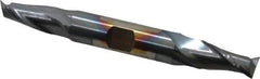 Cleveland - 7/16", 13/16" LOC, 1/2" Shank Diam, 4-1/8" OAL, 2 Flute, Cobalt Square End Mill - Double End, TiCN Finish, Spiral Flute, 30° Helix, Centercutting, Right Hand Cut, Right Hand Flute, Series HDC-2 - USA Tool & Supply