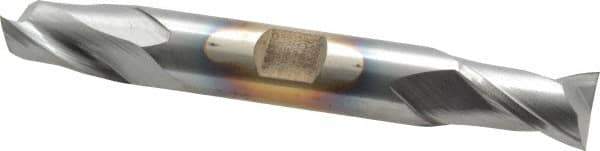 Cleveland - 1/2", 13/16" LOC, 1/2" Shank Diam, 4-1/8" OAL, 2 Flute, Cobalt Square End Mill - Double End, TiCN Finish, Spiral Flute, 30° Helix, Centercutting, Right Hand Cut, Right Hand Flute, Series HDC-2 - USA Tool & Supply